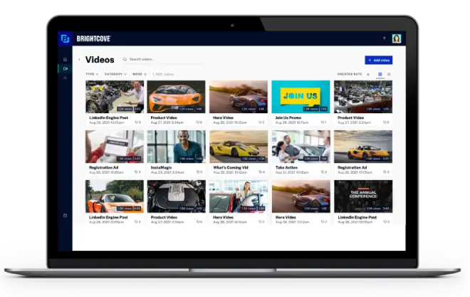Brightcove Video dashboard on a laptop